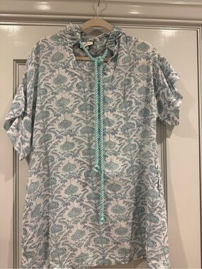 NWT Tuckernuck Dusty Blue Medallion Printed Cotton Beach Cover Up/ Dress Sz XS